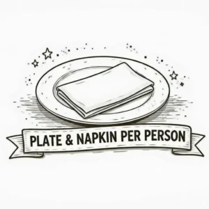 Black and white drawn plate and napkin