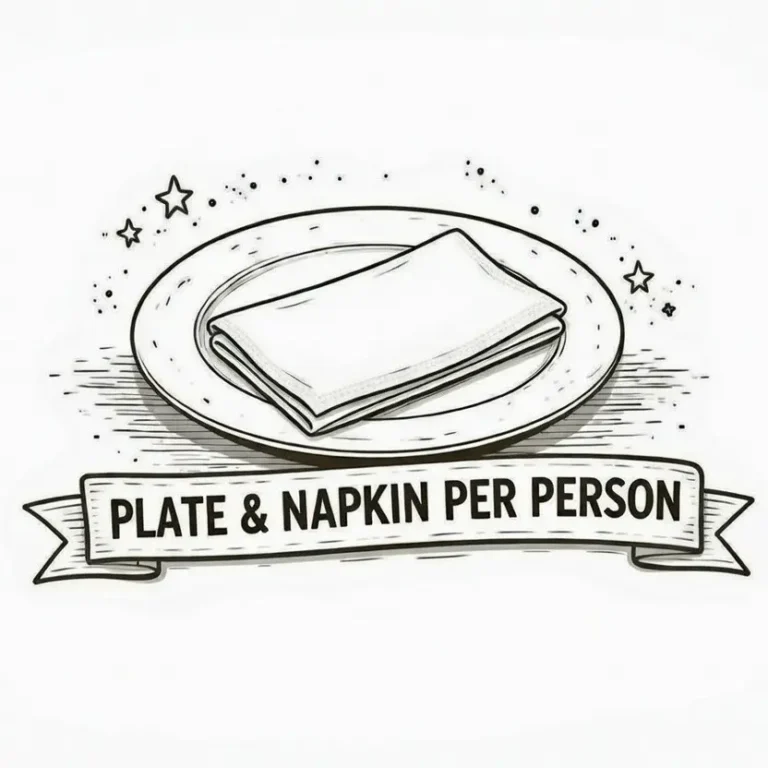 Black and white drawn plate and napkin